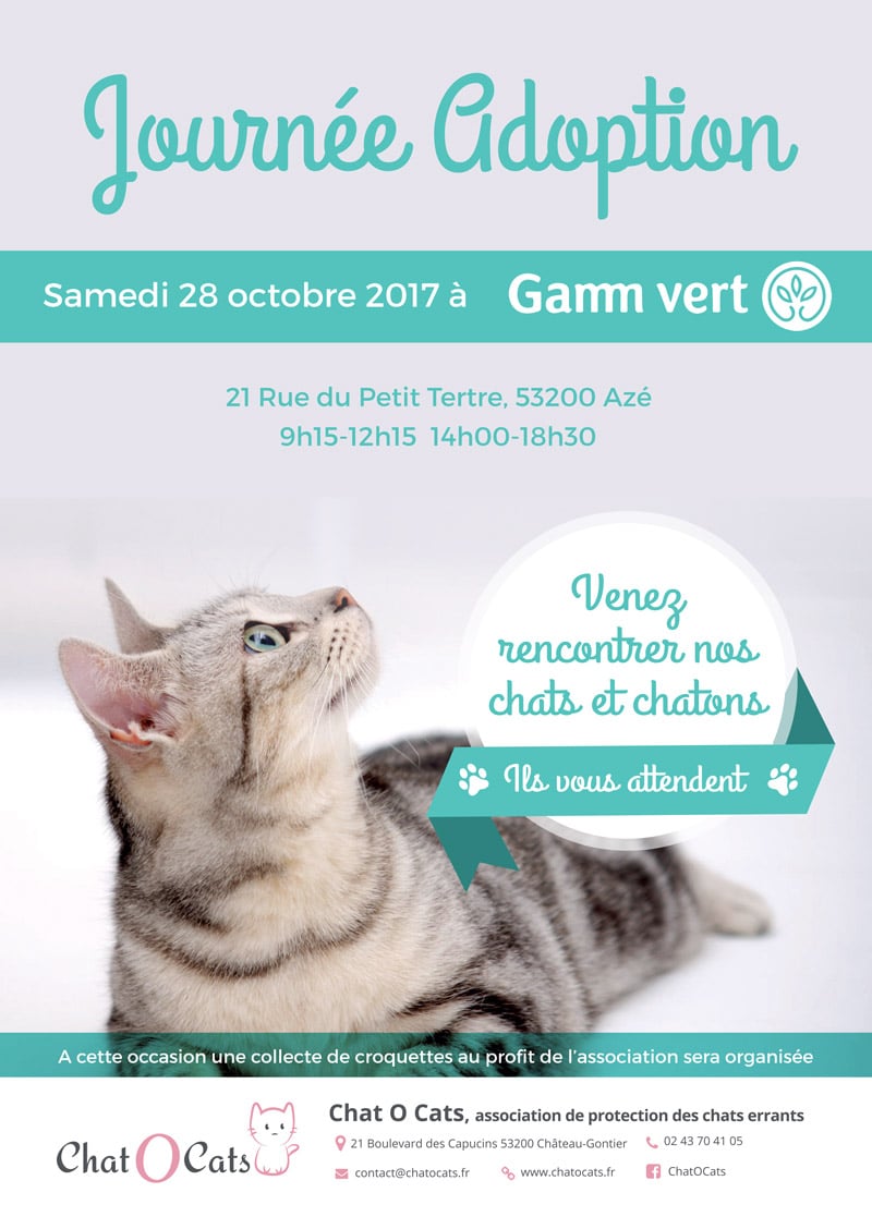 Journée Adoption samedi 28 octobre 2017 à Gamm Vert flyer